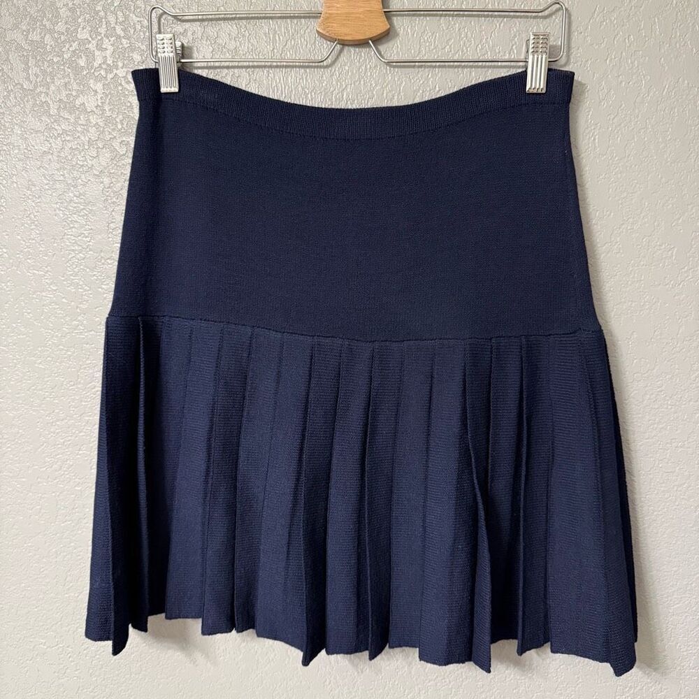 St. John Vintage Navy Blue Knit Pleated Skirt